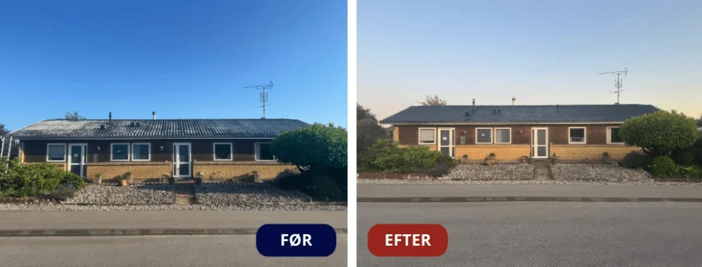 Rens og maling af tag på nyere parcelhus i Græsted