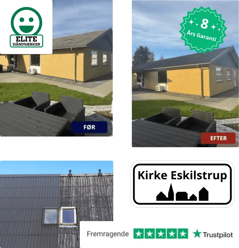 Rens og maling af tage i Kirke Eskilstrup