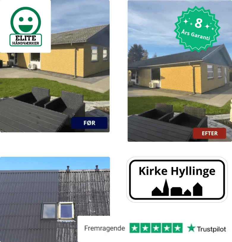 Rens og maling af tage i Kirke Hyllinge